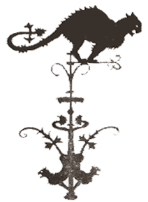 Illustrations des mythes et réalités : Enseigne du cabaret du Chat Noir à Montmartre par Théophile-Alexandre Steinlen. Fin du dix-neuvième siècle.
